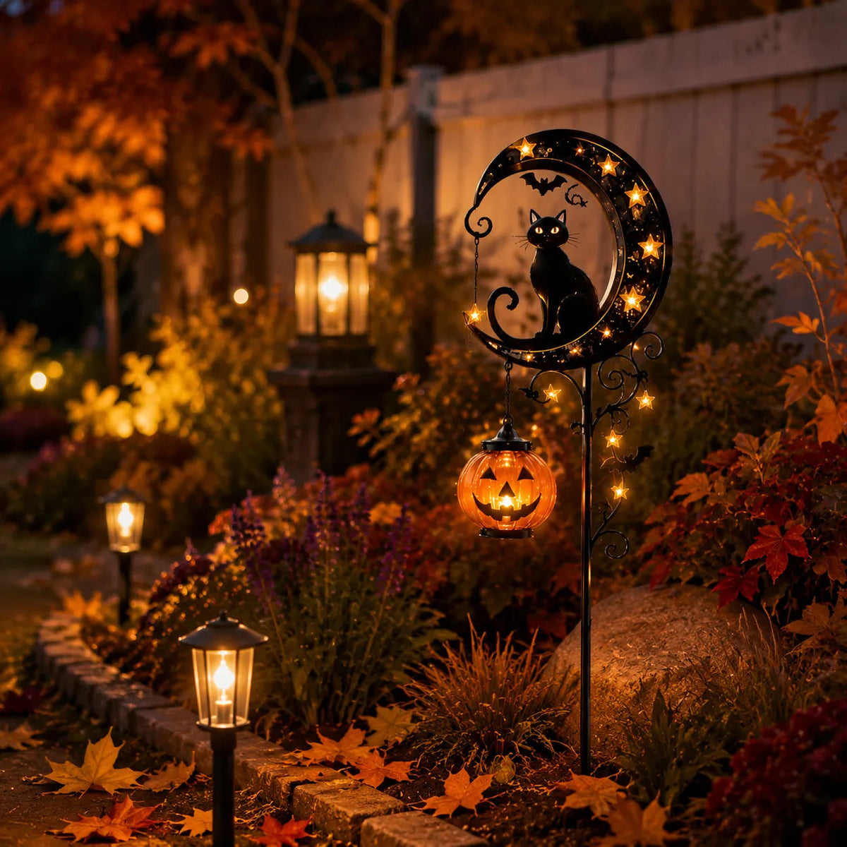 💝Deserve All The Prize🐈⬛ Solar Black Cat Garden Stake Light 🎃 Create a Magical Halloween Night