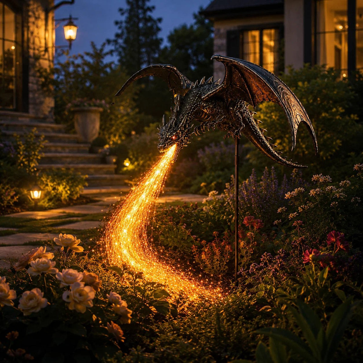 🔥 The price is limited! 🐲Solar Dragon Garden Light, Realistic Flickering Flame LED🔥