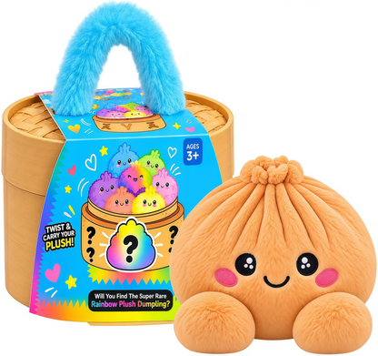 🤗💙 Squishy Dumpling Plush with Steamer Basket – Slow-Rise Cute Collectible🥟🎁