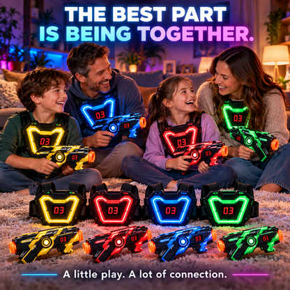 ⚡🎯Infrared Laser Tag Game Set – Neon Blasters & LED Chest Targets