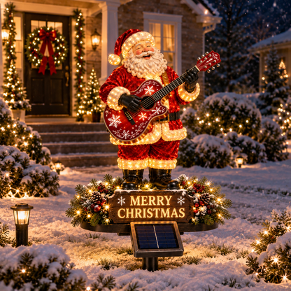 🎅🎸 Solar Guitar Santa Christmas Yard Light