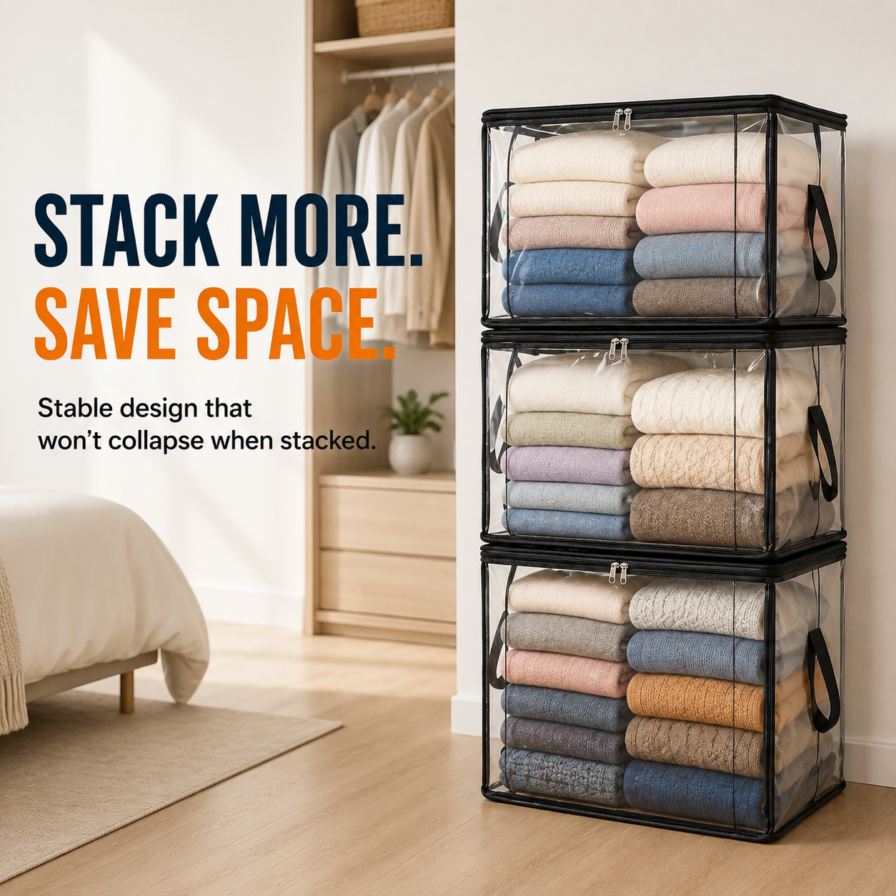 💥Final 24 Hours 50%OFF💥 See‑Through Stackable Storage Bags, Declutter Your Home In No Time 🏠