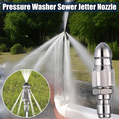 💥Heavy-Duty Stainless Sewer Jet Nozzle Kit, Quick Disconnect Pressure Washer Attachment for Home & Commercial Drains
