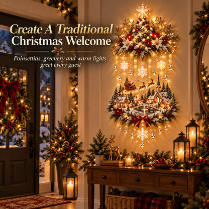 🎄 Magical Christmas Tree & Village Wall Light ✨ Cascading Warm Holiday Glow