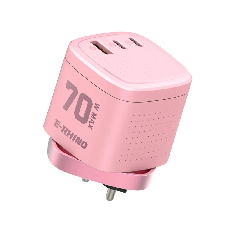 ⚡ 70W GaN Universal Travel Adapter – 3-Port Fast Charging with Rotary Plug🌍