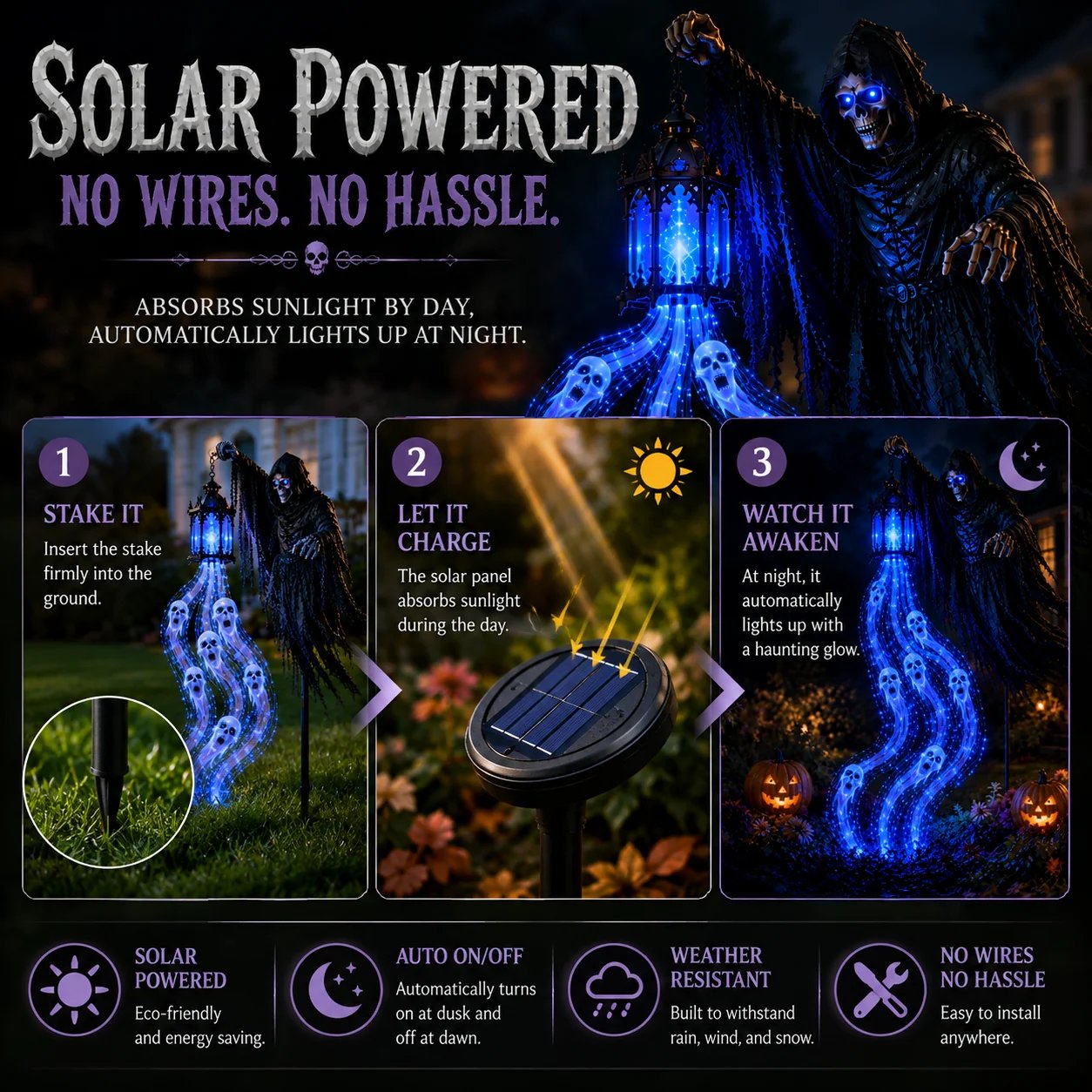 🔥49% OFF Today  🎁💀 Halloween Haunted Yard Lights – Solar Spirit Character Collection👻