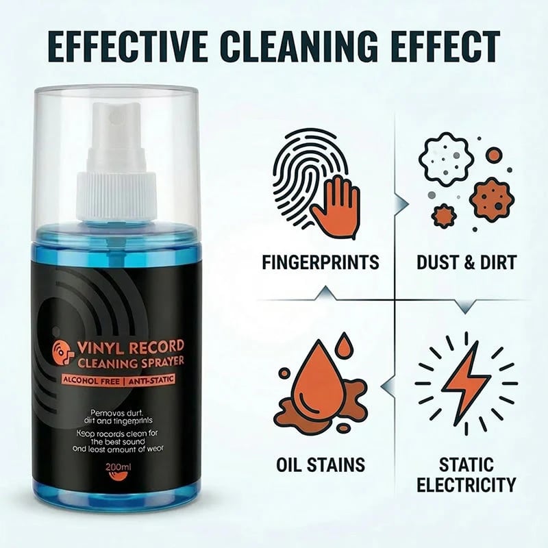 🎵 Anti-Static Vinyl Record Cleaning Spray – Dust, Fingerprint & Groove Care