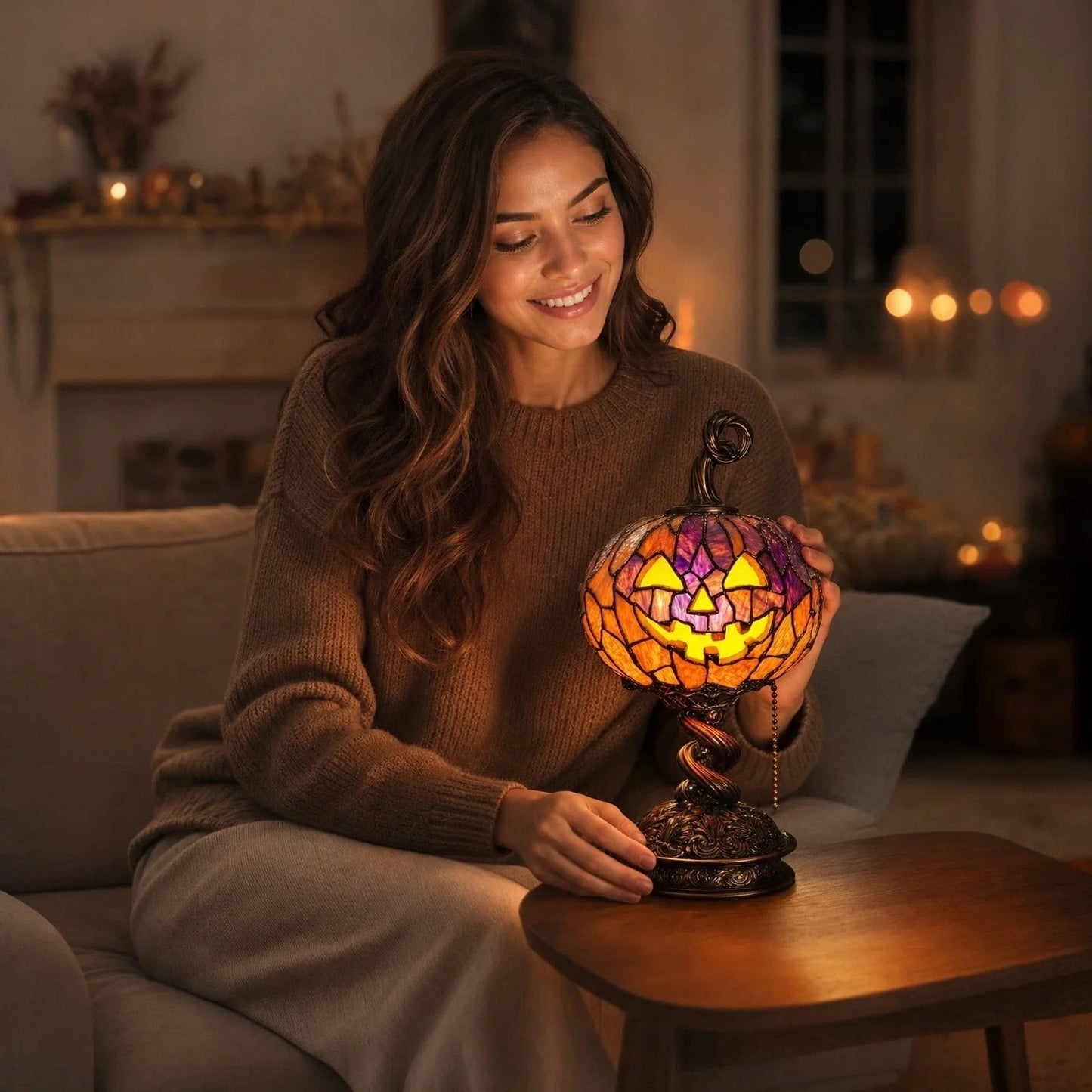 Exquisite & Durable✨ Halloween Stained Glass Style Pumpkin Table Lamp🎃🔥