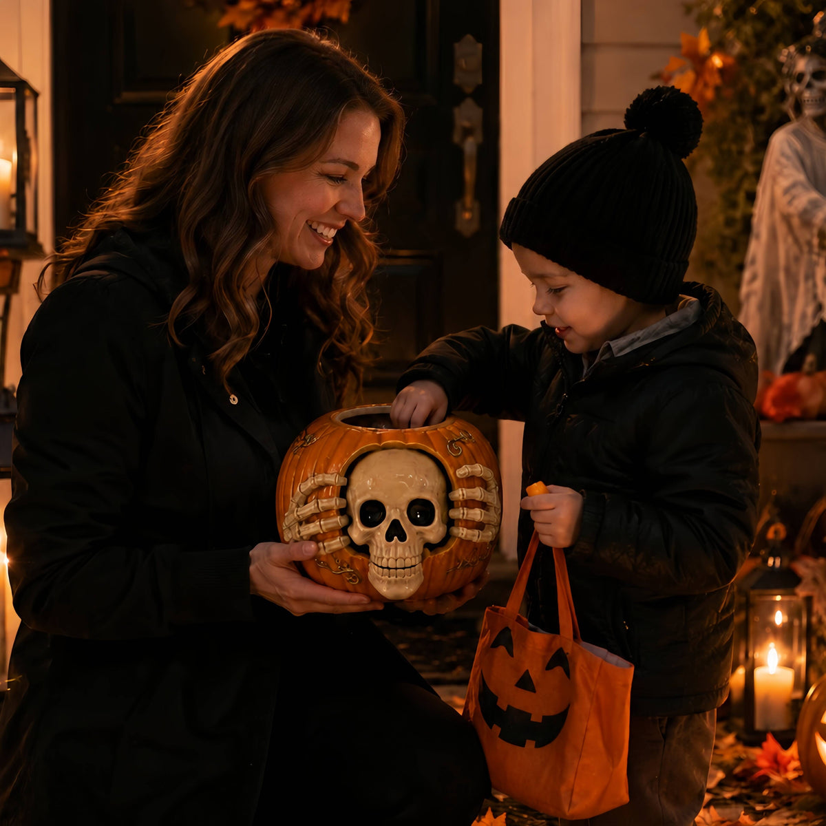 💀🎃 Skull Pumpkin Candy Bowl 🍬 Perfect for Halloween Treats