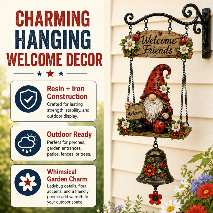 ⏰Limited Time 50% OFF🐞 Rustic Gnome Bell – Charming Garden Yard Decor