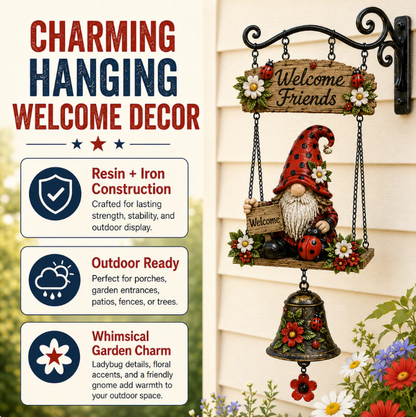 ⏰Limited Time 50% OFF🐞 Rustic Gnome Bell – Charming Garden Yard Decor