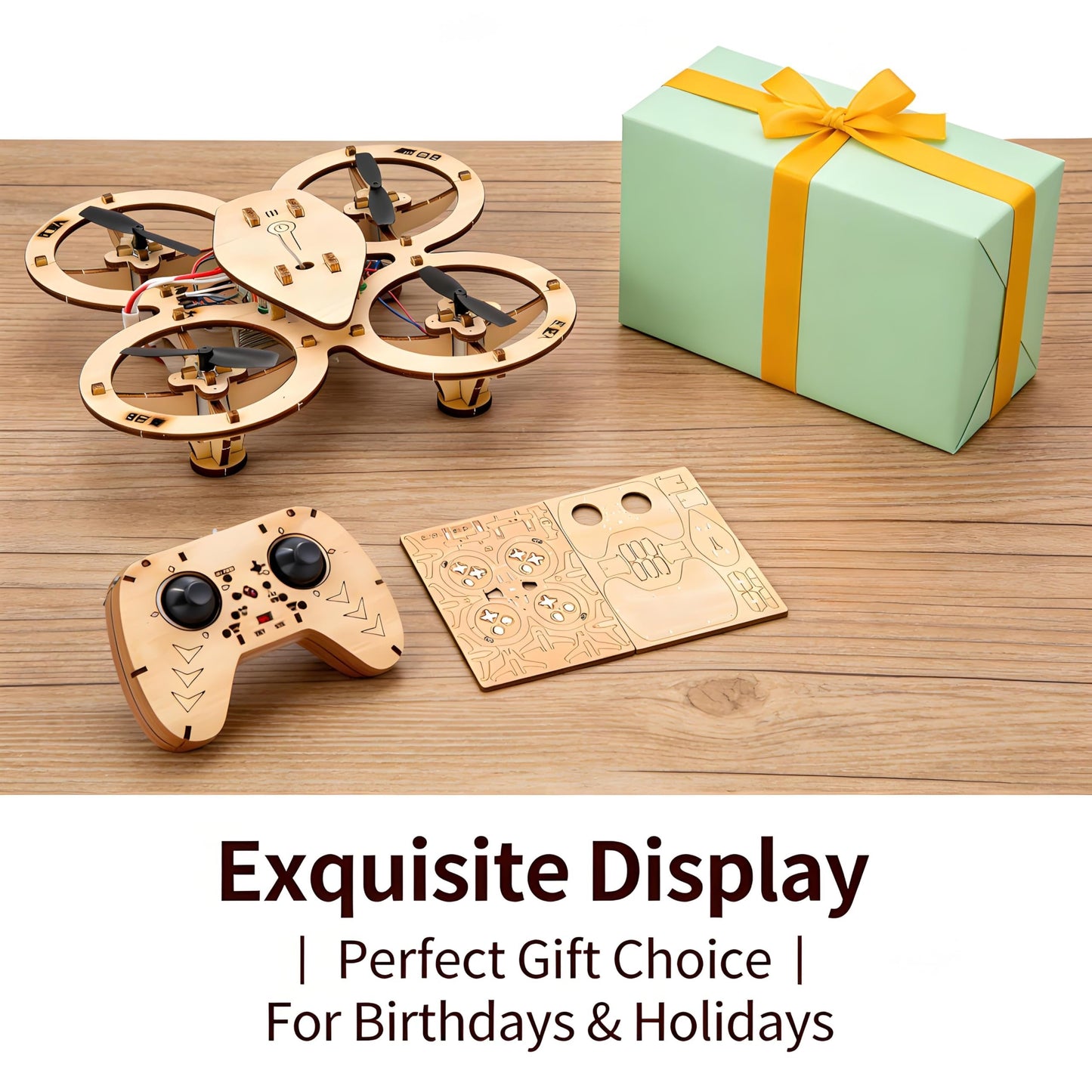 🏆 DIY Wooden RC Drone Kit – STEM Building Toy for Teens & Adults