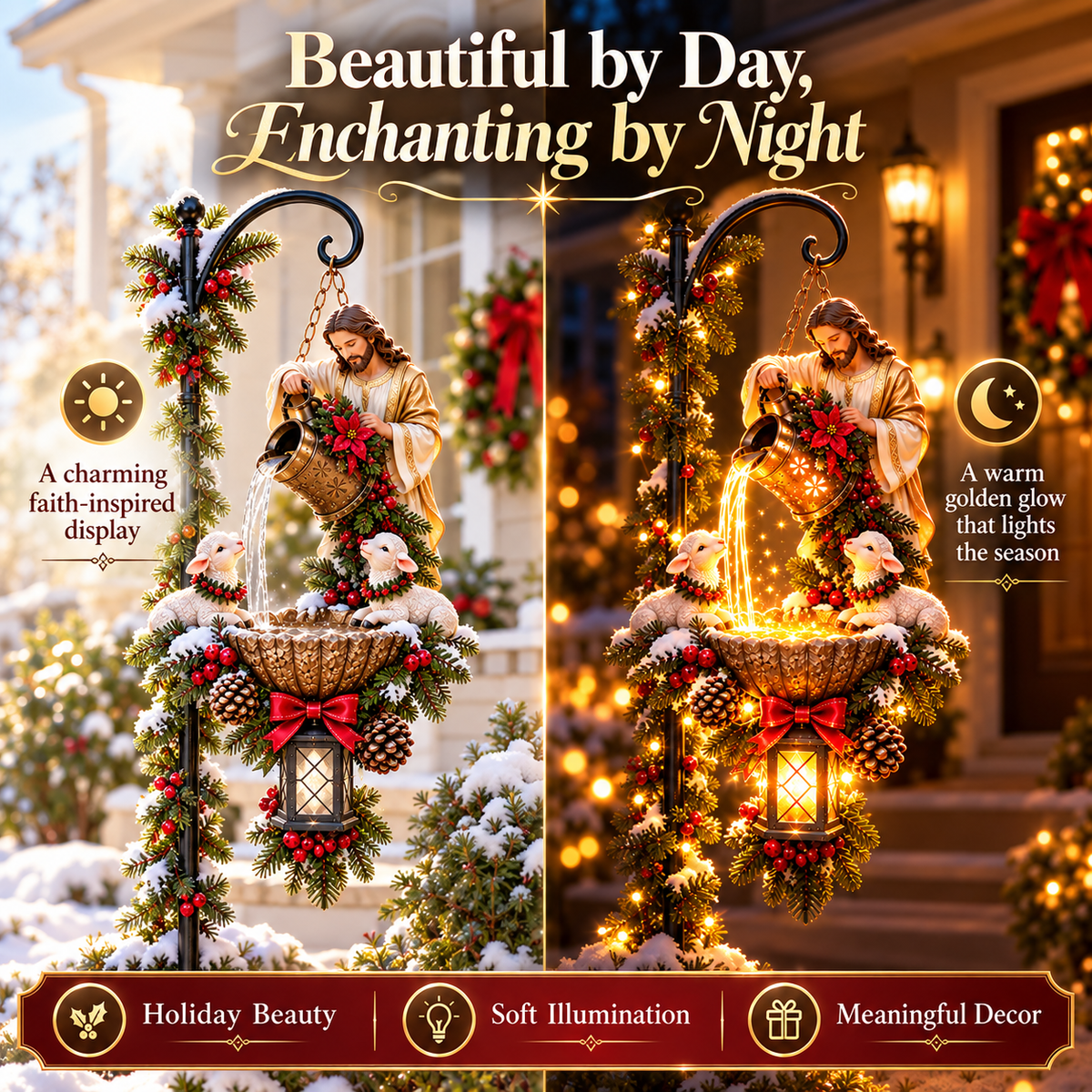 🔥Last Day 50% OFF-🎄✝️ Jesus & Lambs Lighted Hanging Decor – A Beautiful Christmas Blessing
