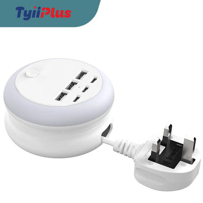 Ultimate 7-in-1 Retractable USB Charging Station with 8-Color Mood Lighting