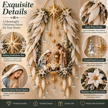 ✨🎄 Lighted Angel Wings Nativity Decor – Warm Christmas Wall Accent