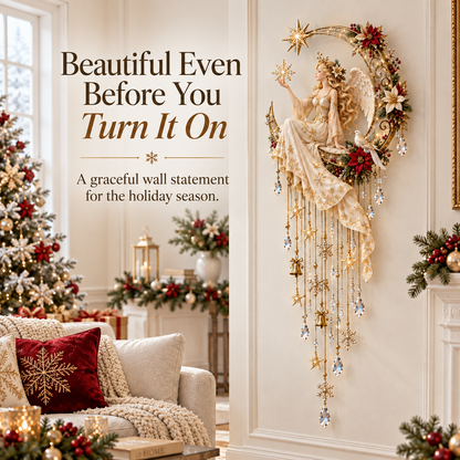 🔥 Last Day 50% OFF –Angel’s Moonlit Starfall – Lighted Christmas Angel Wall Decor 🪽