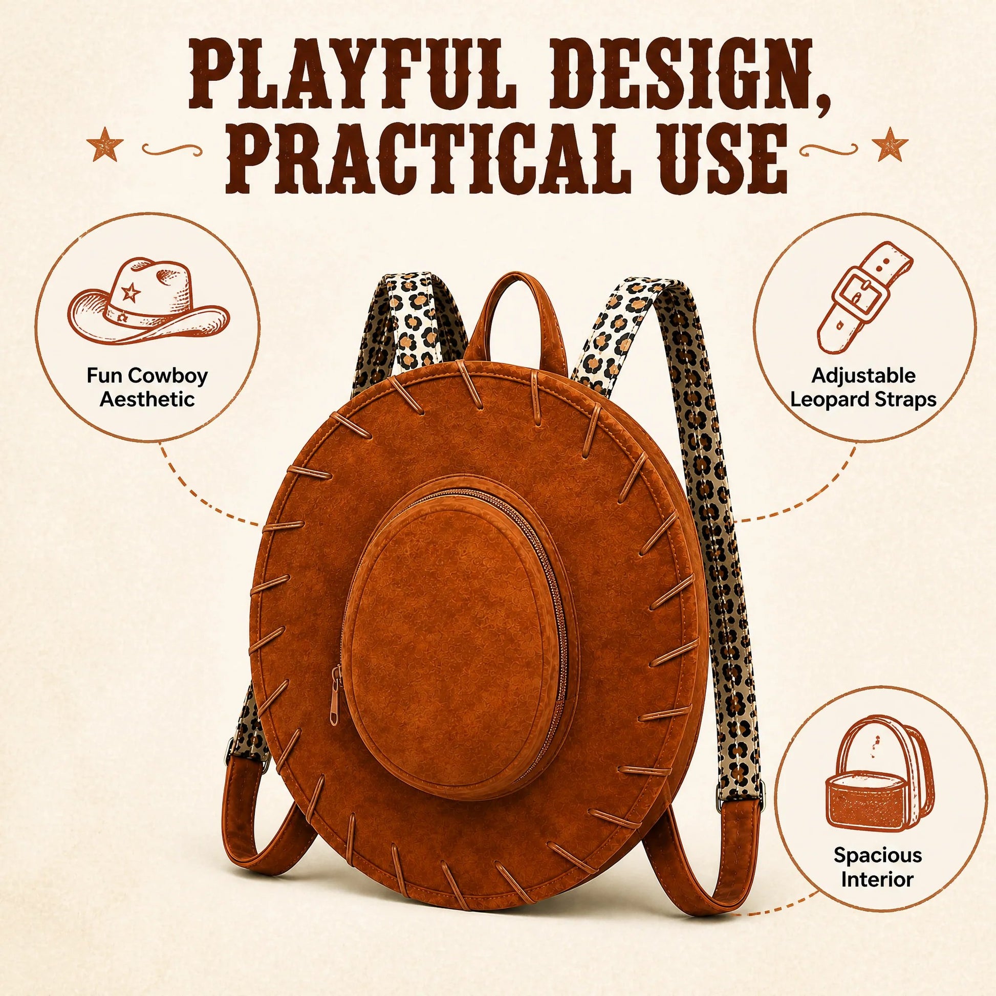 🤠Western Cowgirl Hat Backpack – Vintage Wide Brim Convertible Backpack Purse👜