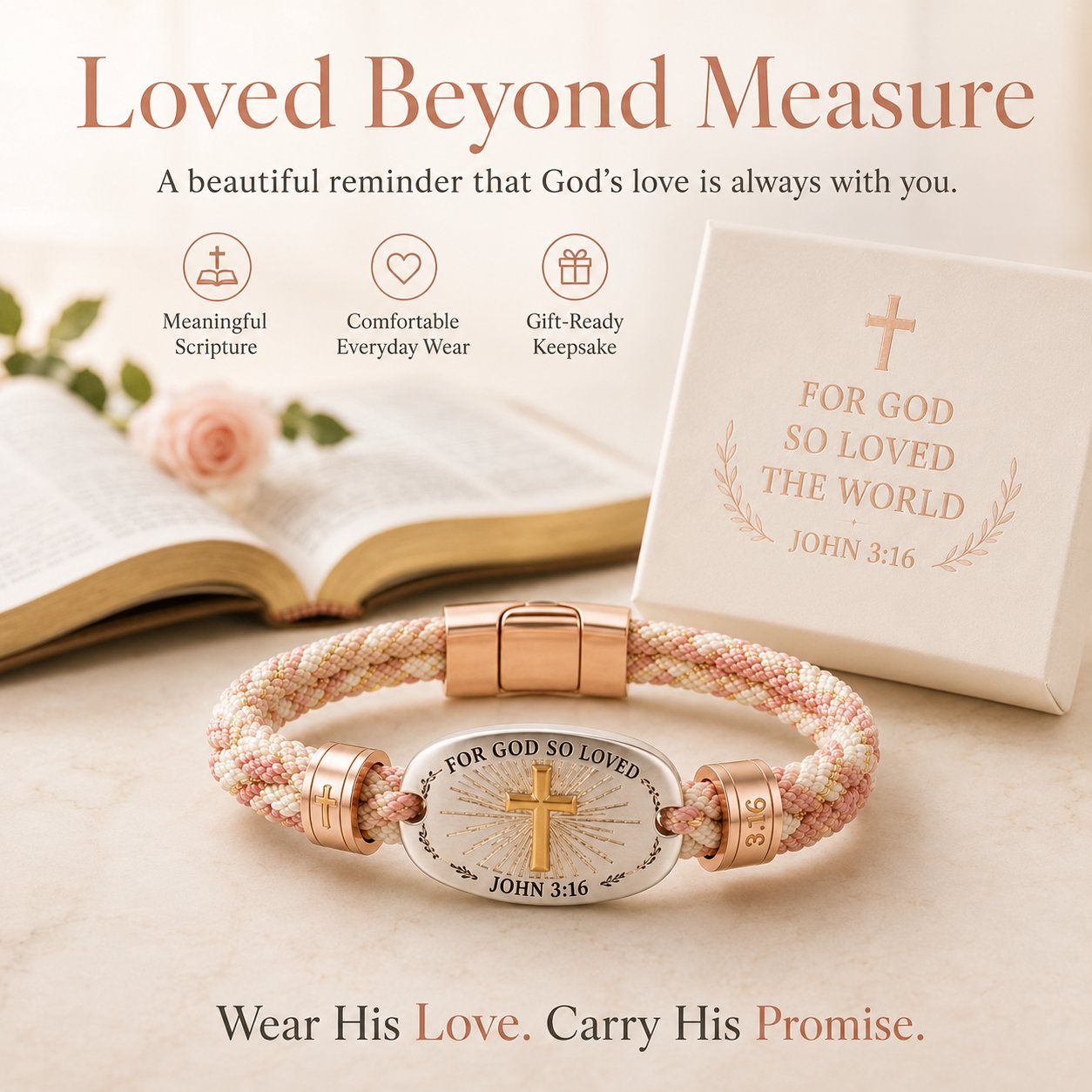 🔥 LAST DAY 49% OFF – ✝️ Christian Scripture Faith Bracelet Collection | 6 Meaningful Bible Verse Designs with Raised Gold Cross, Magnetic Clasp & Matching Gift Box 💗✨