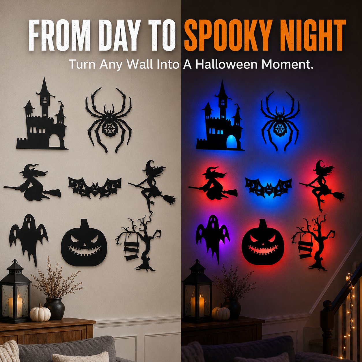 🎃 3D Light-Up Halloween Wall Decals — Turn Any Wall Into a Spooky Glow Show! 👻✨