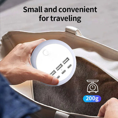 Ultimate 7-in-1 Retractable USB Charging Station with 8-Color Mood Lighting