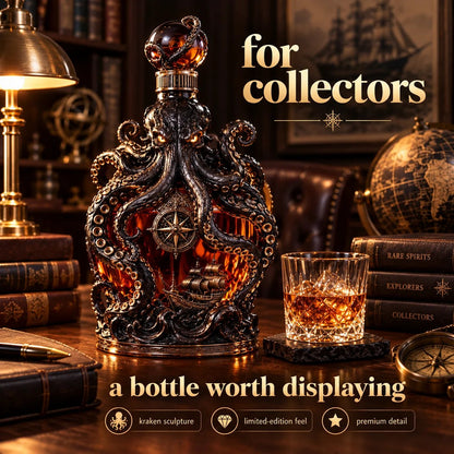 🐙 Kraken-Inspired Whiskey Decanter – Sculpted Nautical Display Bottle