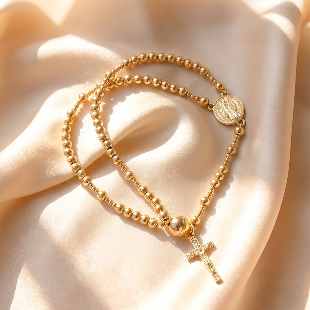 14K Gold Magnetic Rosary Bracelet