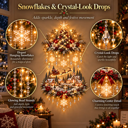 🎄 Magical Christmas Tree & Village Wall Light ✨ Cascading Warm Holiday Glow