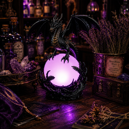 🔥Free Shipping🔮 Gothic Dragon LED Crystal Ball Lamp — Dark Aesthetic Decor