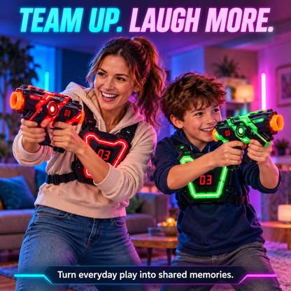 ⚡🎯Infrared Laser Tag Game Set – Neon Blasters & LED Chest Targets
