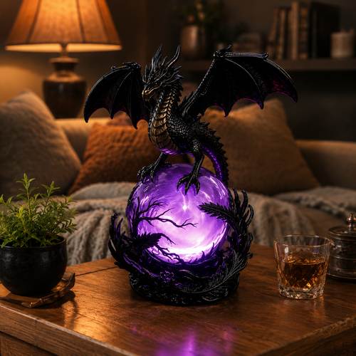 🔥Free Shipping🔮 Gothic Dragon LED Crystal Ball Lamp — Dark Aesthetic Decor