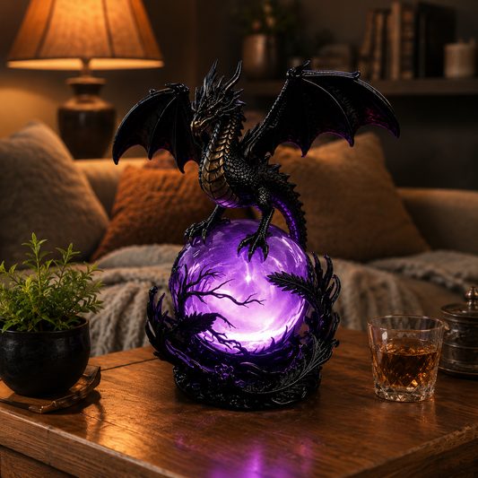 🔥Free Shipping🔮 Gothic Dragon LED Crystal Ball Lamp — Dark Aesthetic Decor