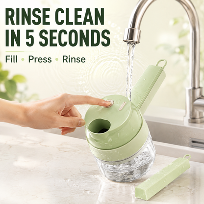 🔥 4-in-1 Electric Chopper 🧄 Slice, Mince, Peel & Clean with Ease