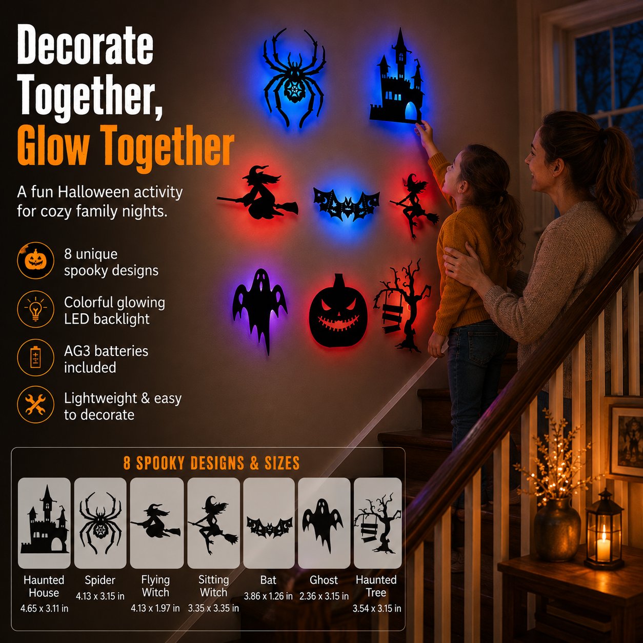 🎃 3D Light-Up Halloween Wall Decals — Turn Any Wall Into a Spooky Glow Show! 👻✨