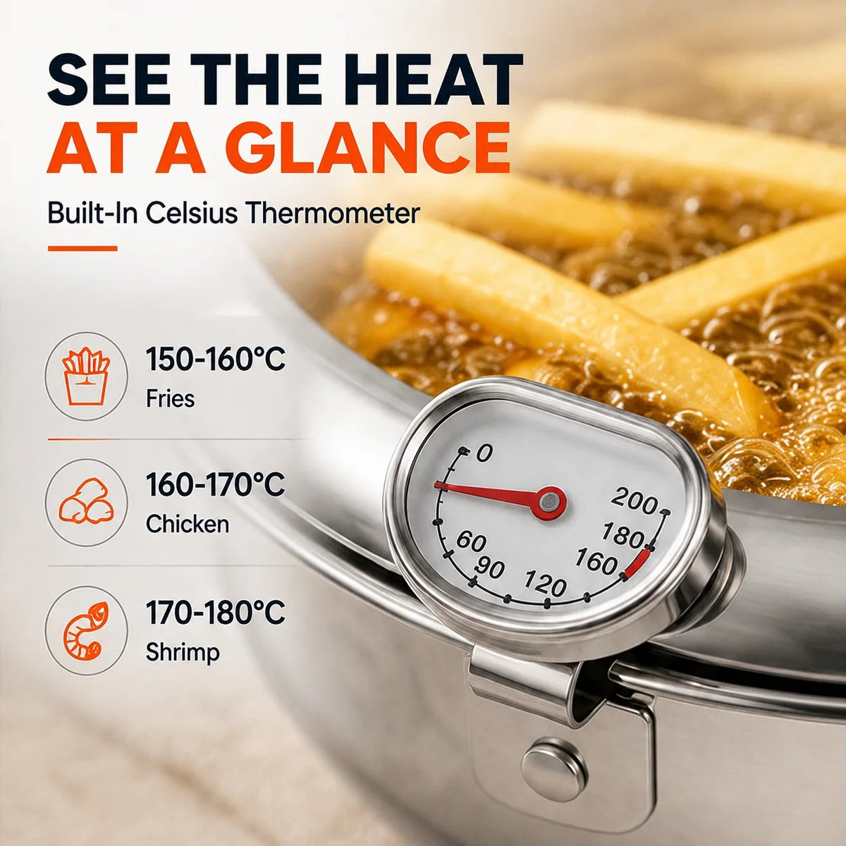 Last Day 60 % OFF🍟 Fry Crispy Food at Home – Stovetop Deep Fryer Pot with Thermometer & Drain Rack