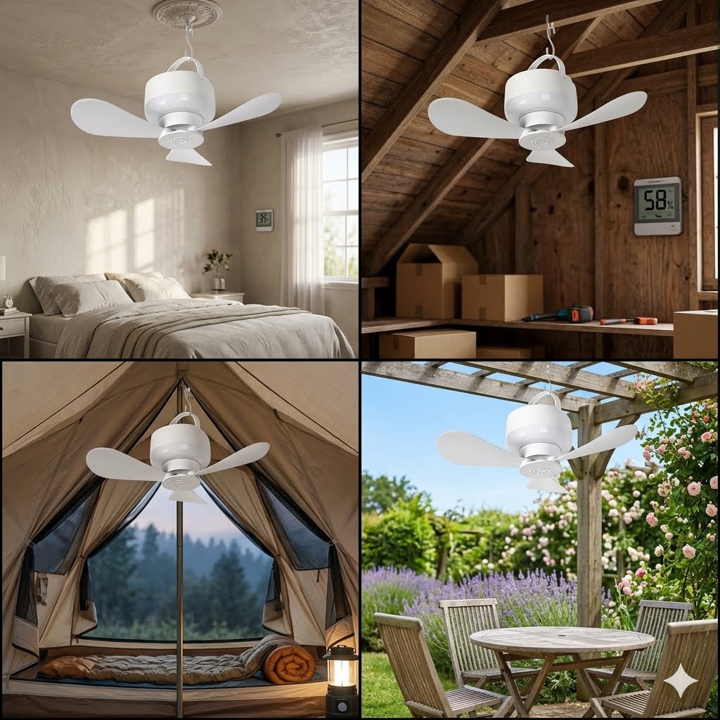 🌟2-in-1 Rechargeable Camping Lantern & Fan – Portable, Hangable & USB Rechargeable