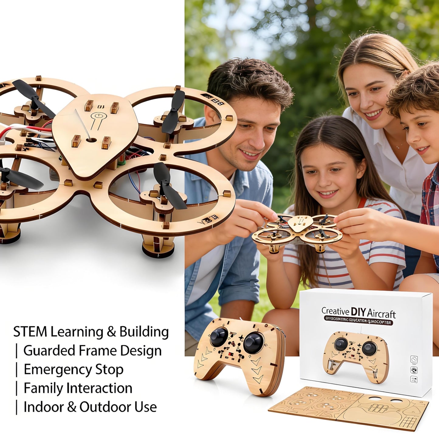 🏆 DIY Wooden RC Drone Kit – STEM Building Toy for Teens & Adults