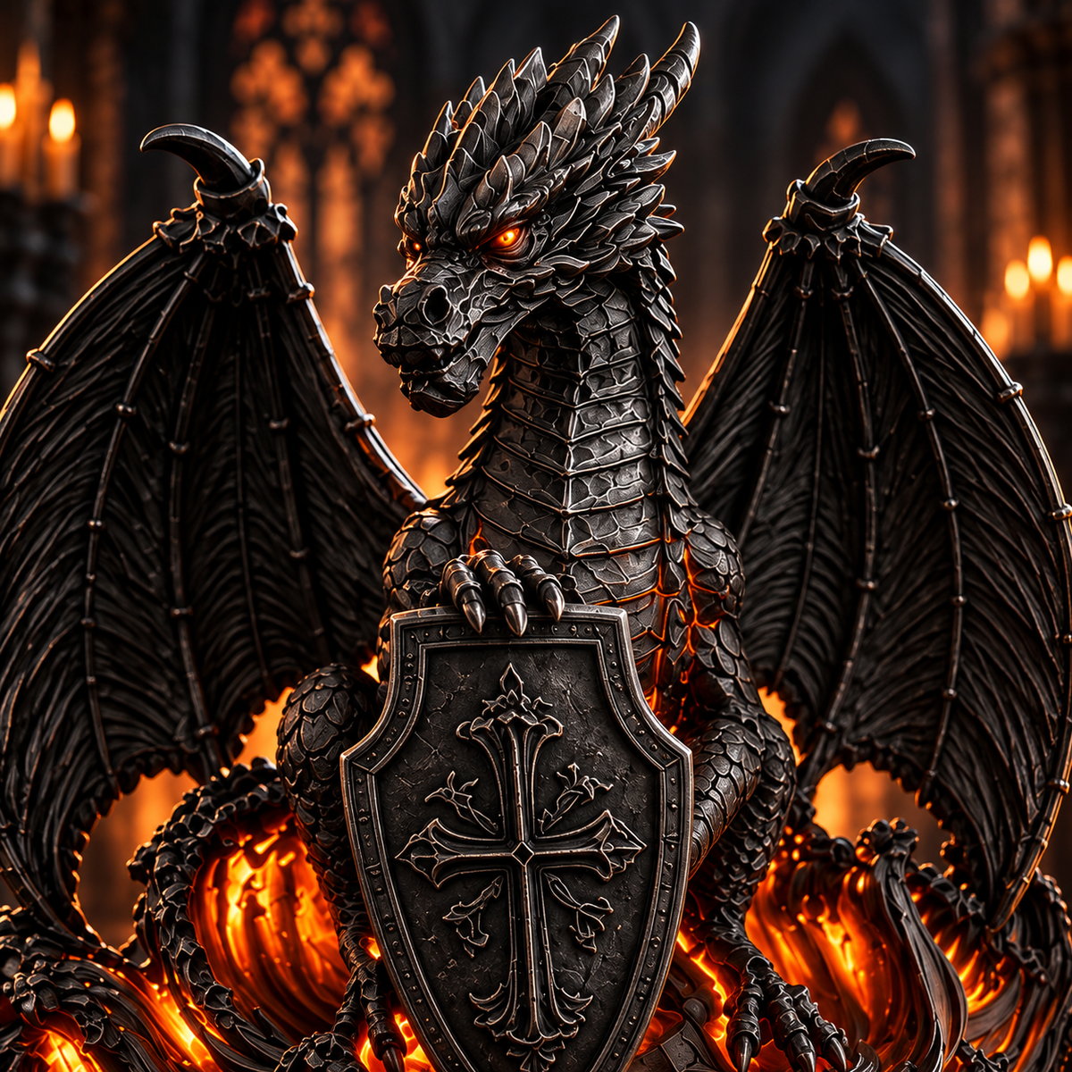 🐉 Gothic Dragon Guardian – Glowing Medieval Fantasy Decor