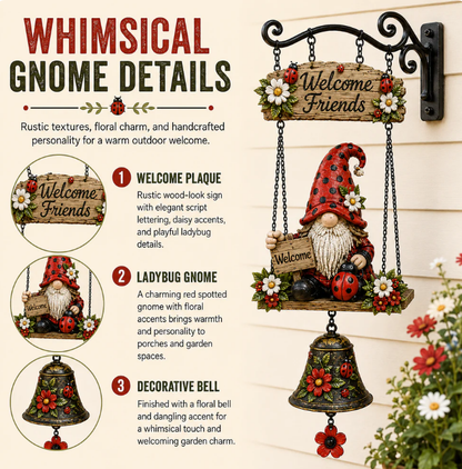 ⏰Limited Time 50% OFF🐞 Rustic Gnome Bell – Charming Garden Yard Decor