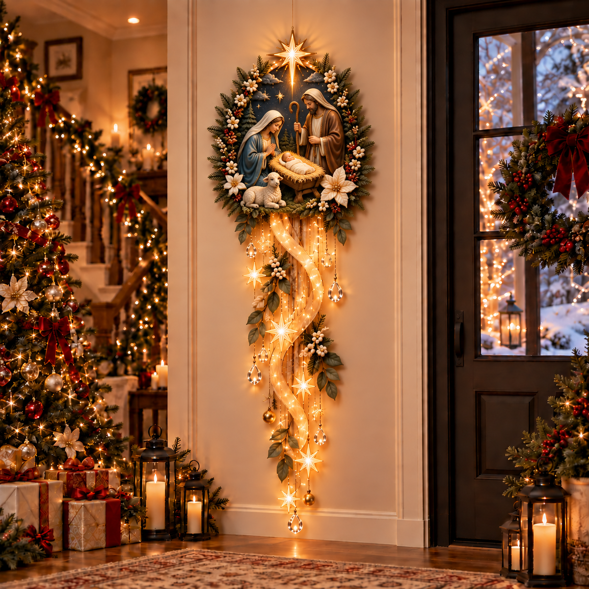 ⏳ Last Day 52% OFF – ✝️ Nativity Starfall Wall Light | Warm Golden Bethlehem Glow for Christmas Walls & Faith-Filled Homes ⭐