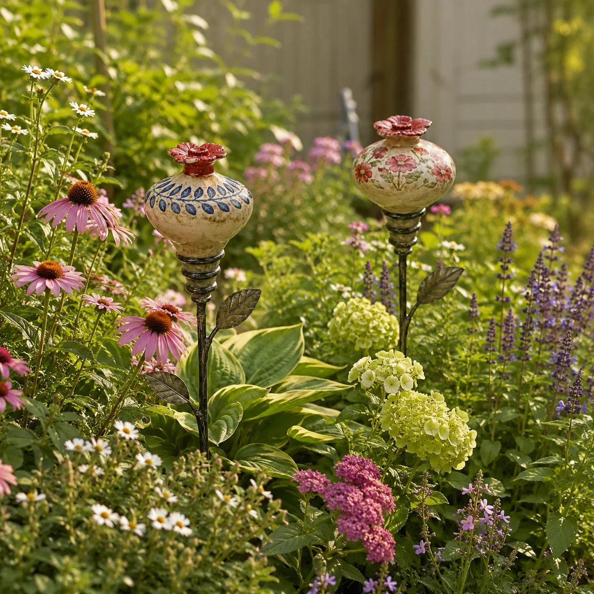 🐦🌸 Vintage Hummingbird Feeder Garden Stake – Decorative Outdoor Bird Feeder