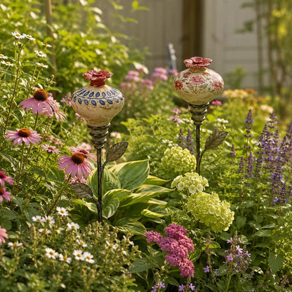 🐦🌸 Vintage Hummingbird Feeder Garden Stake – Decorative Outdoor Bird Feeder
