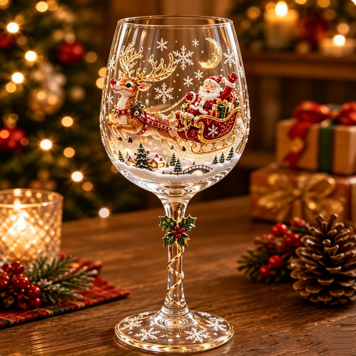 Snowman Christmas decorative stemmed glass