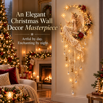 🔥 Last Day 50% OFF –Angel’s Moonlit Starfall – Lighted Christmas Angel Wall Decor 🪽