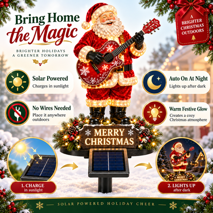 🎅🎸 Solar Guitar Santa Christmas Yard Light