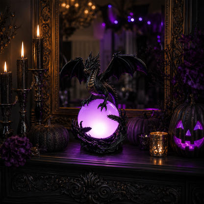 🔥Free Shipping🔮 Gothic Dragon LED Crystal Ball Lamp — Dark Aesthetic Decor