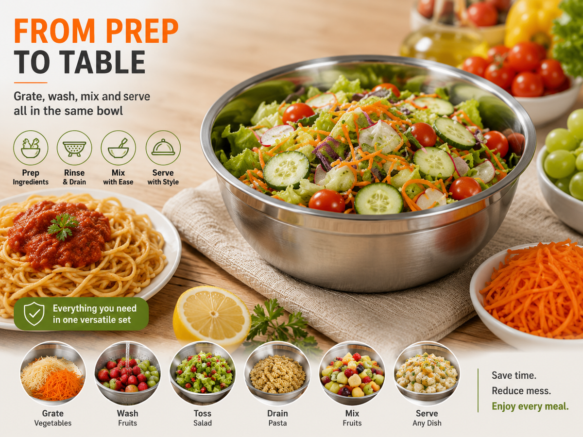 🎁Hot Sale! 3-in-1 Stainless Steel Grater Bowl with Colander | 50% Off