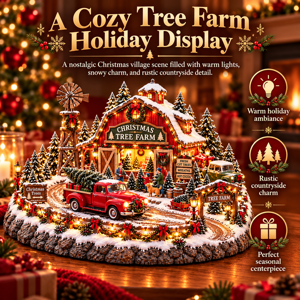 🚗 Christmas Classic Gas Station Village –4 Holiday Vehicle Scenes