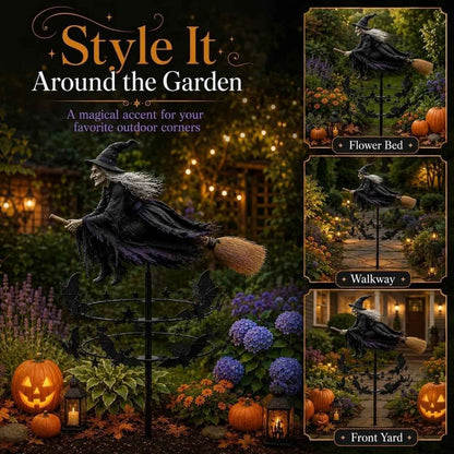 🧙‍♀️ Enchanted Witch Garden Wind Spinner – Where Witches Fly and Bats Dance