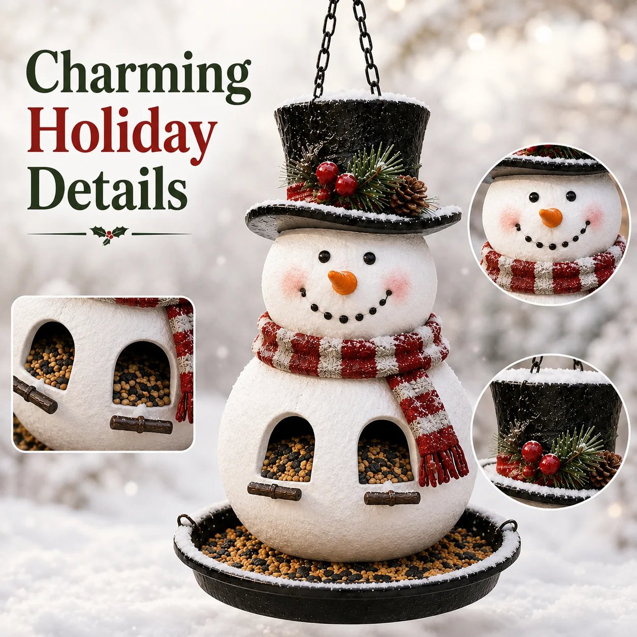 🐦Christmas Themed Bird Feeder Set | Decorative Hanging Backyard Feeders