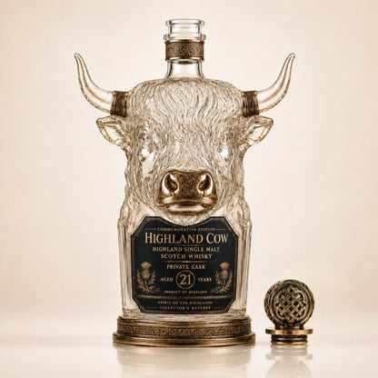 🐂 Highland Cow 21-Year Scotch Whisky Bottle 🥃 Unique Cow Head Design